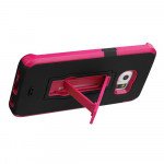 Wholesale Samsung Galaxy S6 Edge Armor Hybrid Stand Case (Black Hot Pink)